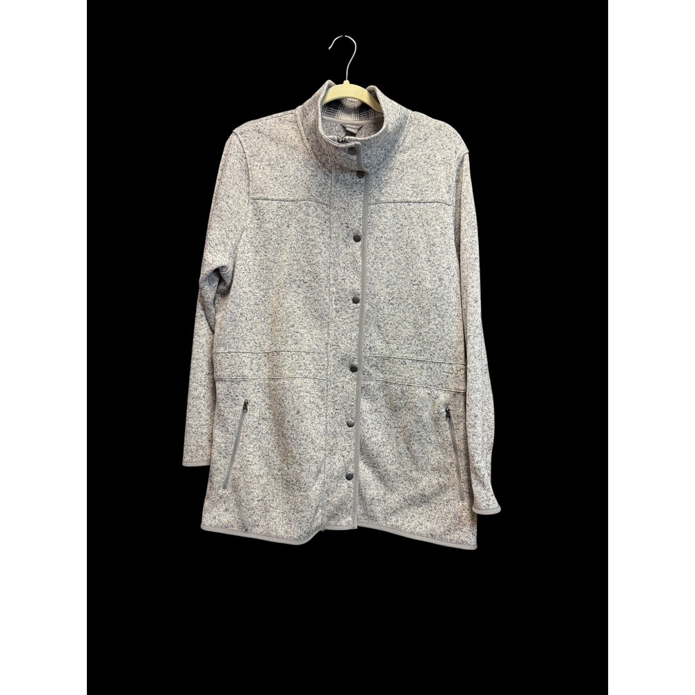 Eddie Bauer Sweater Fleece Jacket Women 2XL Grey Excellent Full Zip Mock Neck - Picture 9 of 16